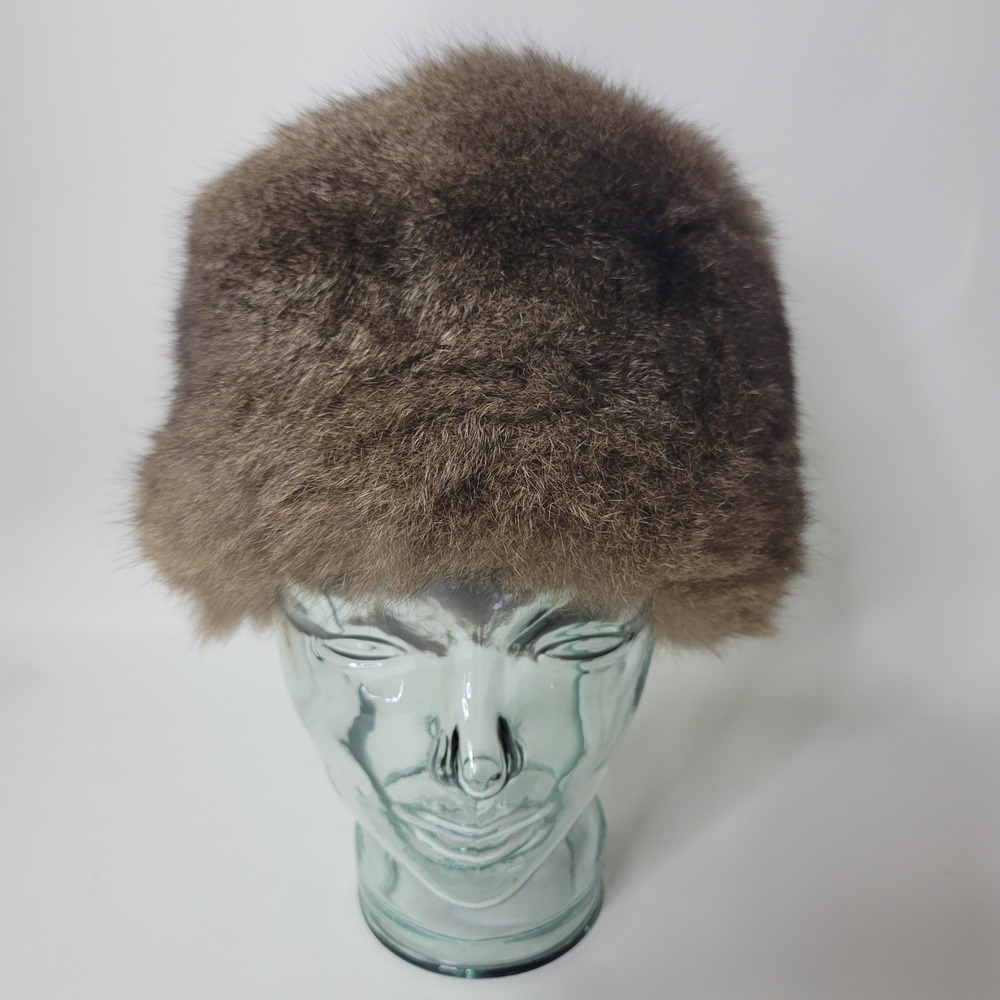 Vintage Mr Henri Racoon Fur Toque Cossack Hat Brown 22"